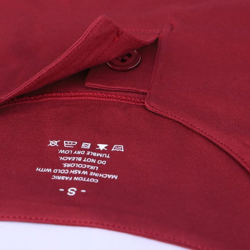 palglg Mens Short Sleeve Cotton Muscle Slim Fitted Sport Henley T-Shirt with Button Wine Red L - Image 3
